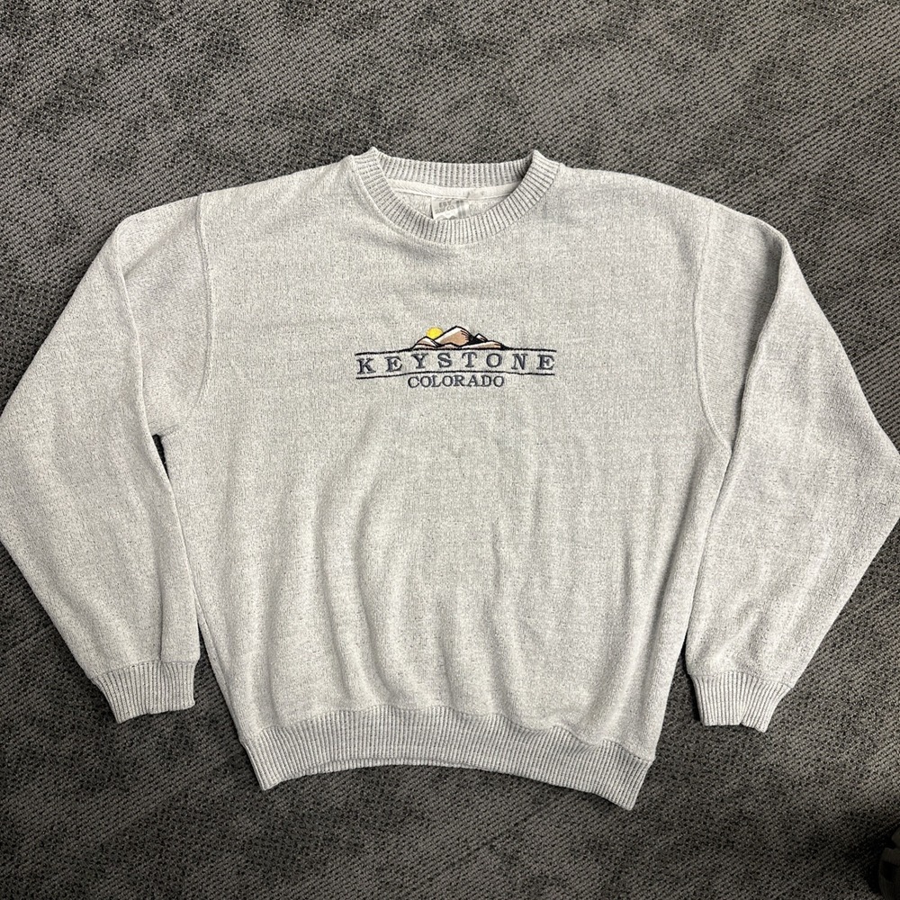 ESY Surf Co Keystone Colorado Embroidered Sweatshirt Mens XL Gray Mountain Knit